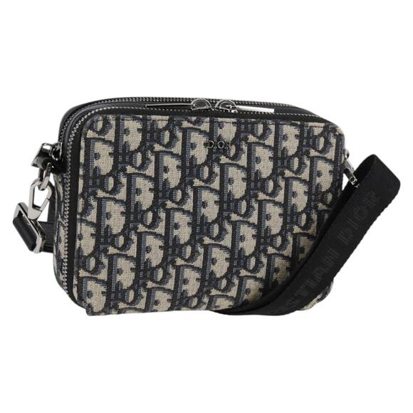 DIOR Trotter Canvas Shoulder Bag Navy Silver - Picture 1 of 13